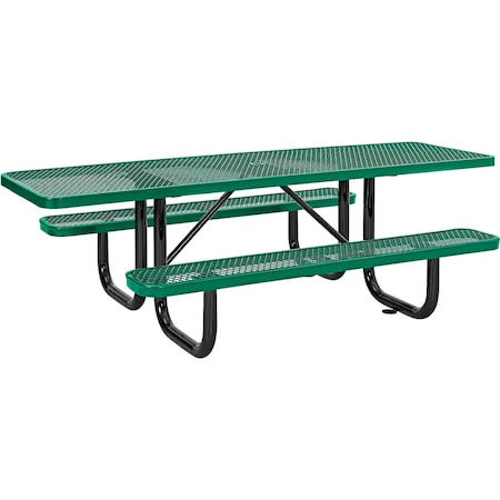 Global Industrial Picnic Table, Green, Expanded Metal, ADA Compliant, 8 ft L 695289GN